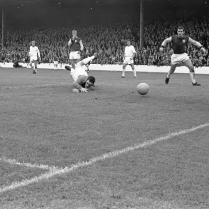 Coventry City v Burnley. The Sky Blue midfielder Ernie Machin has a shot on goal but Coventry City v Burnley. The Sky Blue midfielder Ernie Machin has a shot on goal but