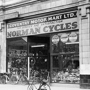 Coventry Motor Mart bicycle shop on White Friars Street Coventry circa 1957