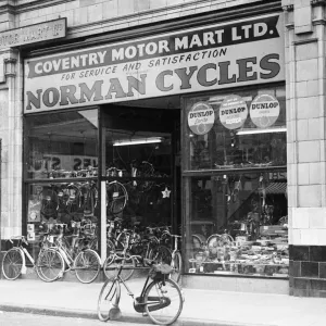 Coventry Motor Mart Bicycle Shop Print circa 1957 Coventry Motor Mart Bicycle Shop Print circa 1957