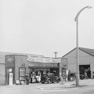 Coventry Motor Mart petrol station and garage on London Road Coventry. Circa 1953