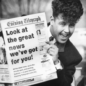 Coventry Singing Nurse Holds Up Telegraph Print 1991