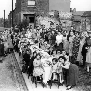 VE Day Celebrations in Leicester Causeway, Coventry Street Party Print
