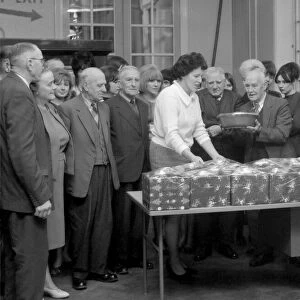 Coventry telephonists presenting Christmas parcels to residents of Bond