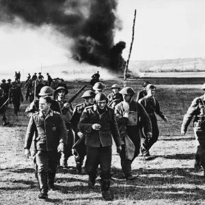Print of German bomber crew being escorted to captivity Print of German bomber crew being escorted to captivity