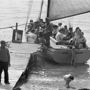 The crew of the Grace Darling waiting to fill the boat with day-trippers from London The crew of the Grace Darling waiting to fill the boat with day-trippers from London
