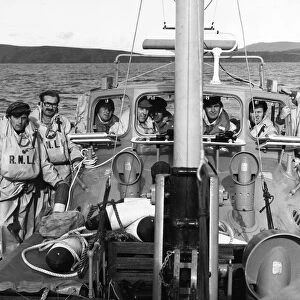 Crewmen of the Fishguard and Goodwick Lifeboat: left to right: Ken Bean, Ieuan Bateman