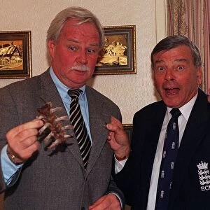Cricket tetst umire Harold Dickie Bird and Ted Macauley after eating a Barnsley chop at