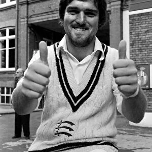 Cricketer Mike Gatting gives thumbs up. June 1980