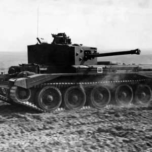 A Cromwell tank being tested in Britain. July 1944