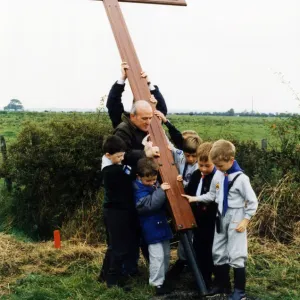 A cross is raised on the site of the new church of St Francis of Assisi at Ingleby A cross is raised on the site of the new church of St Francis of Assisi at Ingleby