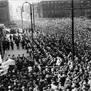The crowd massed in Hamilton Square Birkenhead at the Memorial Service for the Thetis