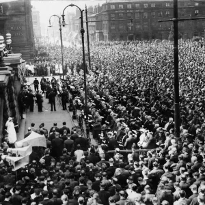 The crowd massed in Hamilton Square Birkenhead at the Memorial Service for the Thetis The crowd massed in Hamilton Square Birkenhead at the Memorial Service for the Thetis