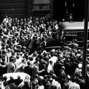 Crowd outside the Old Bailey - July 1963 they surge around Christine Keeler Crowd outside the Old Bailey - July 1963 they surge around Christine Keeler