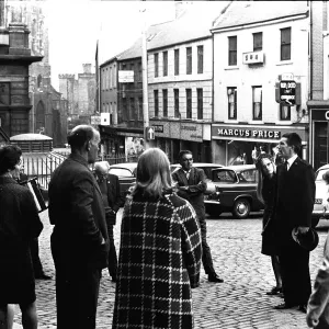A crowd of people listen to a public speaker in Newcastles Bigg Market 13 July 1970 A crowd of people listen to a public speaker in Newcastles Bigg Market 13 July 1970