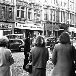 A crowd of people listen to a public speaker in Newcastles Bigg Market 13 July 1970 A crowd of people listen to a public speaker in Newcastles Bigg Market 13 July 1970