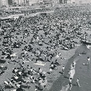 Crowded Beach in Brighton 1964 1960s