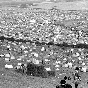 Crowded campsite at The Isle of Wight Pop Festival. 30th August 1970
