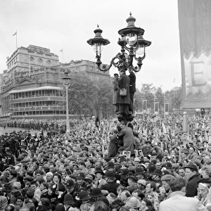 Crowds lining the route of the coronation procession, 2nd June 1953