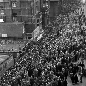 Crowds outside the Cardiff and County Club. Circa 1930s Crowds outside the Cardiff and County Club. Circa 1930s