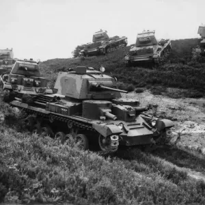 Cruiser Mk 1 tanks of the Royal Tank Regiment seen here on anti invasion exercise in Cruiser Mk 1 tanks of the Royal Tank Regiment seen here on anti invasion exercise in