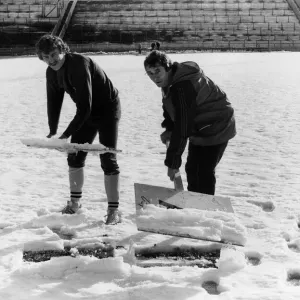 Crystal Palace caretaker manager Steve Kember (right) and defender Jim Cannon clear Crystal Palace caretaker manager Steve Kember (right) and defender Jim Cannon clear