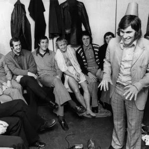 Crystal Palace footballer Peter Taylor entertains the rest of the squad with his Tommy Crystal Palace footballer Peter Taylor entertains the rest of the squad with his Tommy