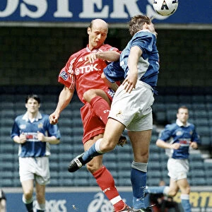 Crystal Palace Italian footballer Attilio Lombardo in action jumping up for a header