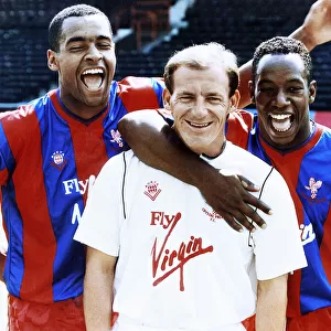 Crystal Palace manager Steve Coppell poses his two strikers Mark Bright (left