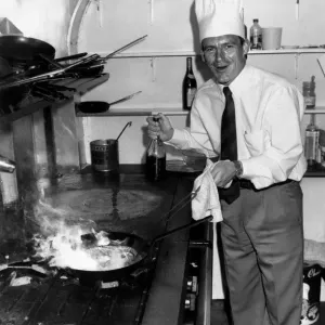 Crystal Palace manager Steve Coppell wearing chefs hat while cooking in the kitchen Crystal Palace manager Steve Coppell wearing chefs hat while cooking in the kitchen