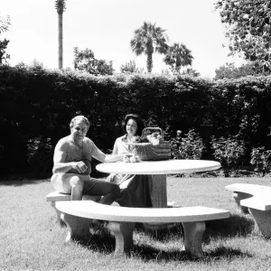 Cubby Broccoli, American film producer, pictured at his Beverley Hills home, California