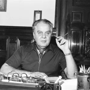 Cubby Broccoli, American film producer, pictured at his London Office Suite Cubby Broccoli, American film producer, pictured at his London Office Suite