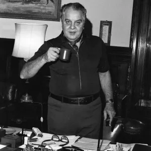 Cubby Broccoli, American film producer, pictured at his London Office Suite Cubby Broccoli, American film producer, pictured at his London Office Suite