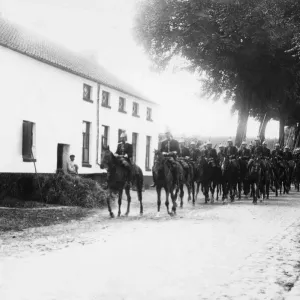 The Cuirassiers of the French cavalry seen here passing through a Belgium village during