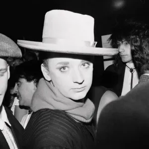 Culture Club singer Boy George attending a reception with Radio One DJ Janet Long Culture Club singer Boy George attending a reception with Radio One DJ Janet Long