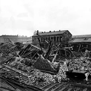 Curzon Street station in Birmingham undergoes some demolition work. January 1966