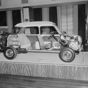 A cut away view showing the interior of the new Austin Seven car