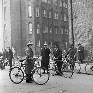 Cycles for sale at the flea market in Club Row, Bethnal Green, E1 London 1st March 1955
