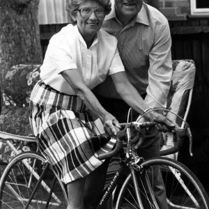 Cycling Couple Celebrates 50 Years of Bliss Together Print