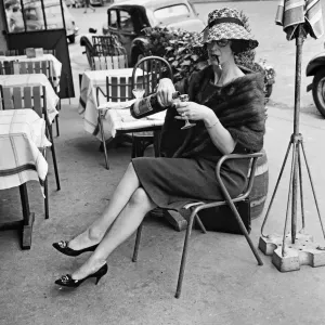 Marjorie Proops Print - Paris Cafe Scene 1960 Marjorie Proops Print - Paris Cafe Scene 1960
