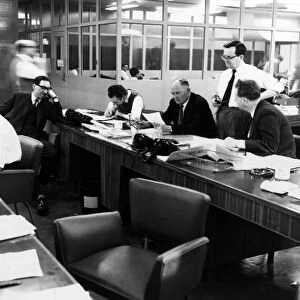 Daily Mirror Offices, Holborn, London, 1961. Newsroom
