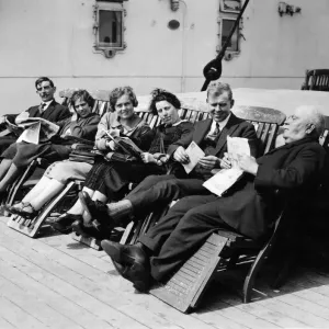 The Daily Mirror Travel Ticket Competition prize winners aboard the Minnekahda on their The Daily Mirror Travel Ticket Competition prize winners aboard the Minnekahda on their
