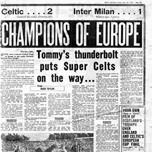 Daily Record ragout 26th May 1967 26 / 05 / 67 Celtic FC win the European Cup