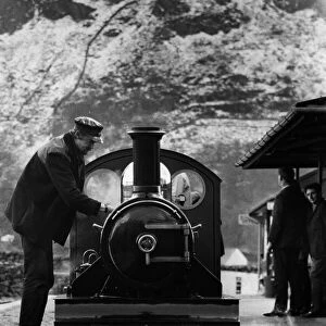 Dalegarth Station - the end of the line - driver George Staniforth checks the locomotive