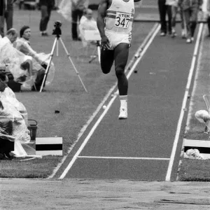 Daley Thompson competing in the 1983 World Championships in Athletics. Helsinki, Finland