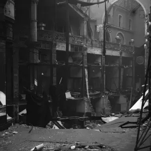 Damage to The Arcade New Street, Birmingham following a heavy raid on the city