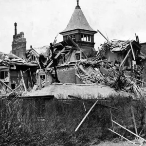Damage done to a blind babies home during a raid in a North West coastal town Damage done to a blind babies home during a raid in a North West coastal town