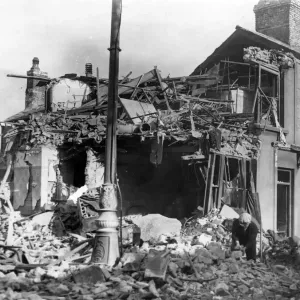 Damage caused by Nazi raiders at Constellation Street, Roath, Cardiff. Circa 1941 Damage caused by Nazi raiders at Constellation Street, Roath, Cardiff. Circa 1941