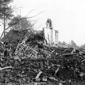 Damage caused by Nazi raids in South Wales. Circa 1941 Damage caused by Nazi raids in South Wales. Circa 1941