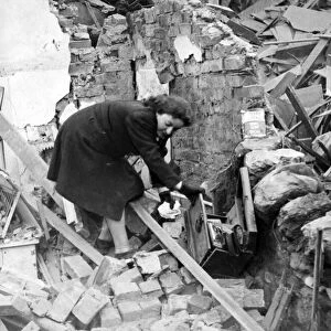 Damage following the Cardiff air raids during World War Two. Circa 1941