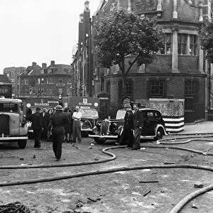 Damage to houses and shops in Rosebery Avenue, Clerkenwell